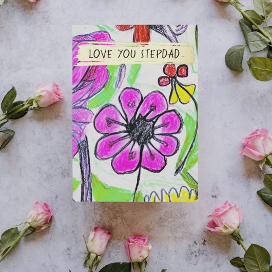 子どものスケッチ写真を追加かわいいカスタム義父 箔シーズンカード