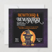 子どものトリックまたはトリートパーティーハロウィーンキャット 招待状 (正面)