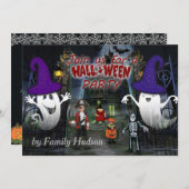 子どものハロウィーンの招待 招待状 (正面/裏面)