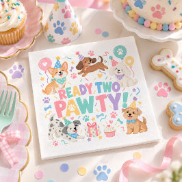 子どものパピー・ドッグ 2歳の誕生日おめでとう Ready Two Pawty パーティー スタンダードカクテルナプキン