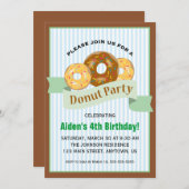 子どものパーティーのドーナツ誕生日 招待状 (正面/裏面)