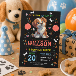 子どものパーティー 誕生日 | かわいい犬のテーマ 招待状