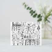 子どものフォークアートスケッチ ポストカード (スタンド正面)