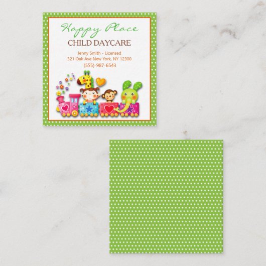 子どもの保育園を通じて楽しめるアニメのサファリ動物 スクエア名刺 (正面/裏面)