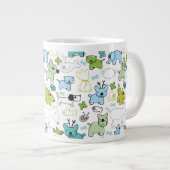 子どもの動物の背景パターン ジャンボコーヒーマグカップ (正面右)
