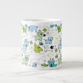 子どもの動物の背景パターン ジャンボコーヒーマグカップ (正面)