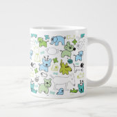 子どもの動物の背景パターン ジャンボコーヒーマグカップ (右)