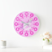 子どもの可愛いユニコーンのアートピンクのホワイトクロック ラージ壁時計 (ホーム)