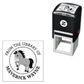 子どもの名前の図書館からかわいいトロッティングポニー セルフインキングスタンプ (インサイチュ)