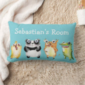 子どもの名前をかわいい動物園の動物 ランバークッション (ブランケット)