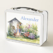 子どもの名前をパーソナライズするピーターうさぎの庭 メタルランチボックス (裏面)