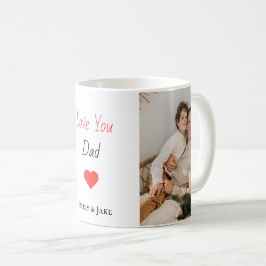 子どもの名前を付けたパーソナライズされたマグカップ父の日の贈り物 コーヒーマグカップ (正面右)