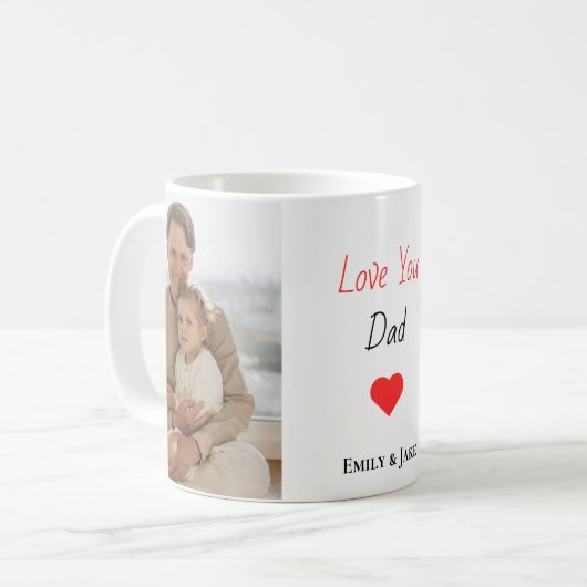 子どもの名前を付けたパーソナライズされたマグカップ父の日の贈り物 コーヒーマグカップ (正面左)