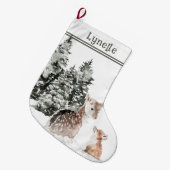 子どもの名前、かわいい赤ん坊の動物 ラージクリスマスストッキング (正面 (吊り時))