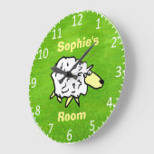 「子どもの名前」は、「子どもの部屋」を示します ラージ壁時計 (傾斜)