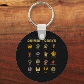 子どもの子ども野生動物が子どもの跡を追学う キーホルダー (正面)