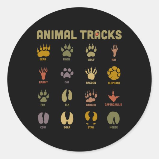 子どもの子ども野生動物が子どもの跡を追学う ラウンドシール (正面)