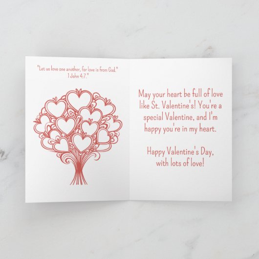 子どもの宗教色のページのバレンタイン シーズンカード (内部)