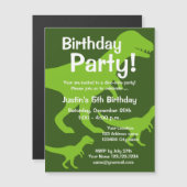 子どもの恐竜のテーマ誕生会が日付を救う マグネット招待状 (正面/裏面)