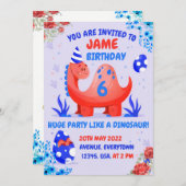 子どもの恐竜の誕生日パーティーへの招待状 招待状 (正面/裏面)