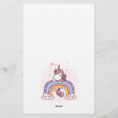 子どもの文房具：虹の一角獣 便箋 (裏面)