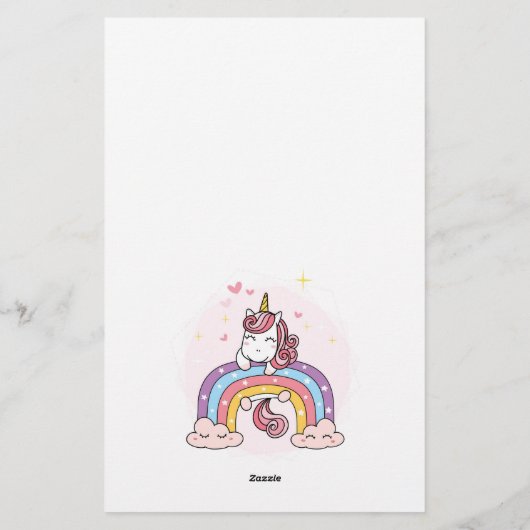 子どもの文房具：虹の一角獣 便箋 (裏面)