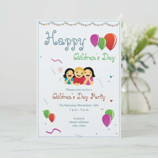 子どもの日のパーティの招待状カード 招待状 (スタンド正面)