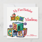 子どもの最初のベビー誕生日の招待 招待状 (正面)