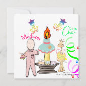 子どもの最初のベビー誕生日の招待 招待状 (正面)