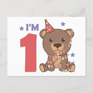 子どもの最初の誕生日のクマ1年Po ポストカード