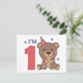 子どもの最初の誕生日のクマ1年Po ポストカード (スタンド正面)