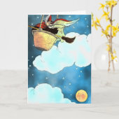 子どもの月と魔女のカード カード (黄色い花)