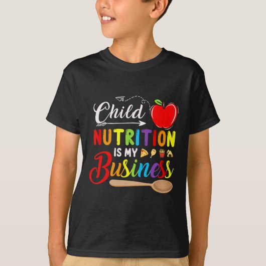 子どもの栄養は私のビジネスにかわいいリンゴに戻る Tシャツ (正面)