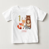子どもの森パーソナライズされたの1歳の誕生日 ベビーTシャツ (正面)