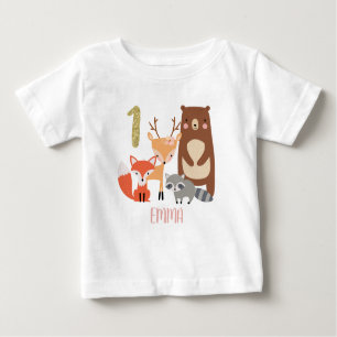 子どもの森パーソナライズされたの1歳の誕生日 ベビーTシャツ