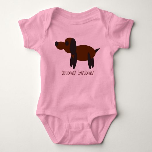 子どもの沿道 – かわいい子犬 – おじぎWOW - GIVES ベビーボディスーツ (正面)