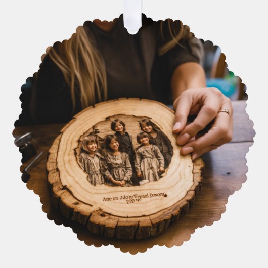 子どもの版木、銅版、版画を見下ろす人 オーナメントカード (正面)