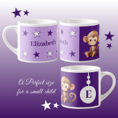 子どもの猿のマグ名パーソナライズされた紫 エスプレッソカップ