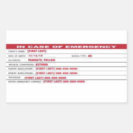 子どもの緊急情報シール 長方形シール