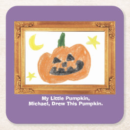 子どもの芸術作品で宝物を作る | カボチャ スクエアペーパーコースター