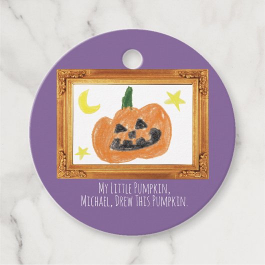 子どもの芸術作品で宝物を作る | カボチャ フェイバータグ (正面)