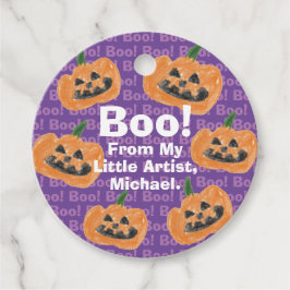 子どもの芸術作品で宝物を作る | カボチャ フェイバータグ