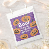 子どもの芸術作品で宝物を作る | カボチャ フェイバーバッグ (クリップ留めされた状態)