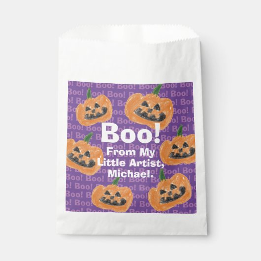 子どもの芸術作品で宝物を作る | カボチャ フェイバーバッグ (正面)