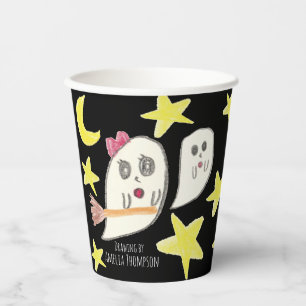 子どもの芸術作品で宝物を作る   ゴースト 紙コップ