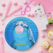 子どもの誕生日かわいい吹イルカのバブル名 ペーパープレート (パーティー)