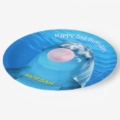 子どもの誕生日かわいい吹イルカのバブル名 ペーパープレート (アングル)