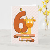 子どもの誕生日のための漫画キリン カード (黄色い花)