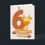 子どもの誕生日のための漫画キリン カード<br><div class="desc">この祝愛らしいカードを持つ子供の6歳の誕生日。漫画のベビーキリンとオレンジ色の数字の6キャンドルは特に特別な機会にキュート。デザイン© 2015ジュリアブライアント。</div>