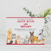 子どもの誕生日パーティーかわいい犬たち 招待状 (スタンド正面)